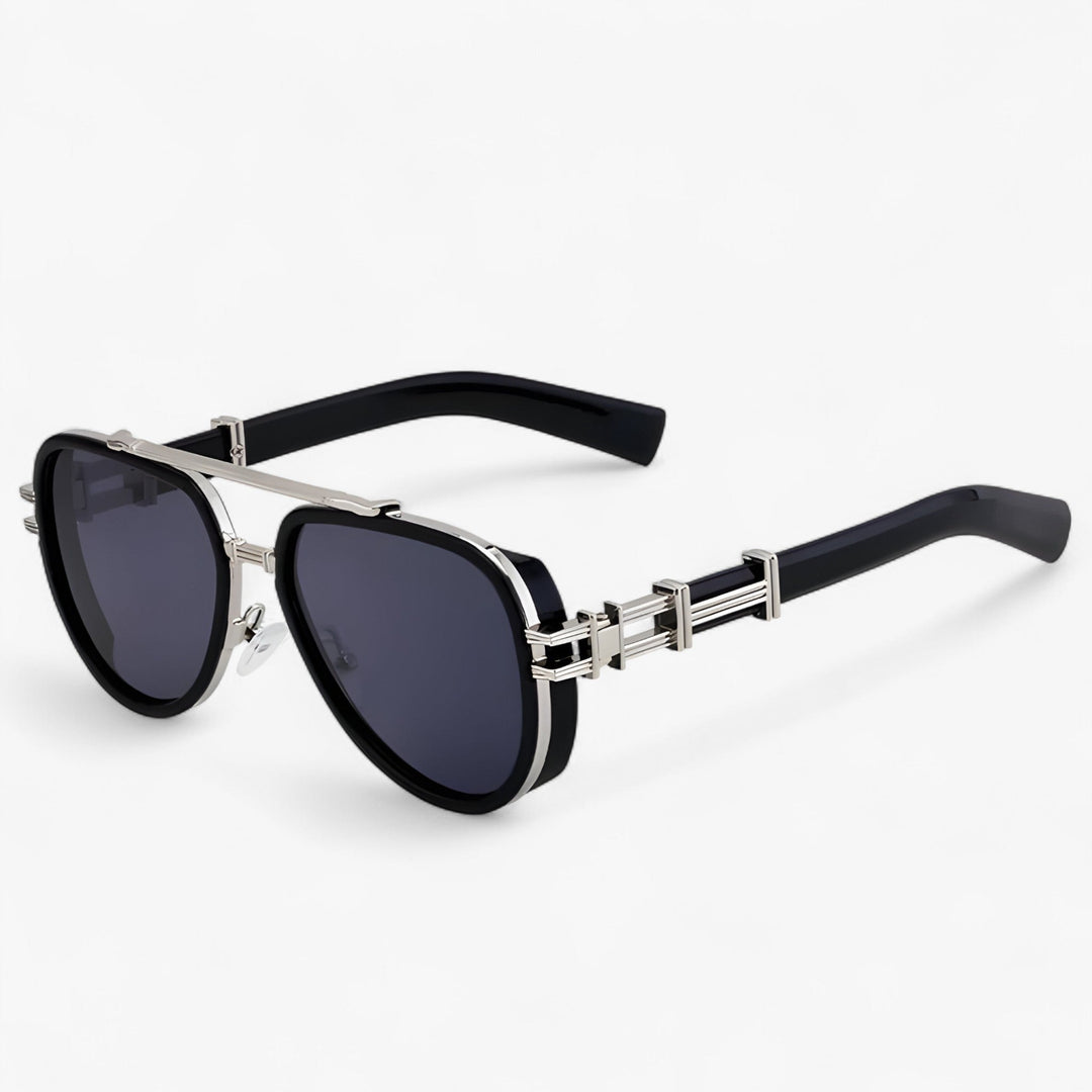 Przesadna okulary przeciwsłoneczne w stylu steampunk z polaryzowanymi soczewkami – Arclight-Czarny Srebrny Szary-Trend Polska