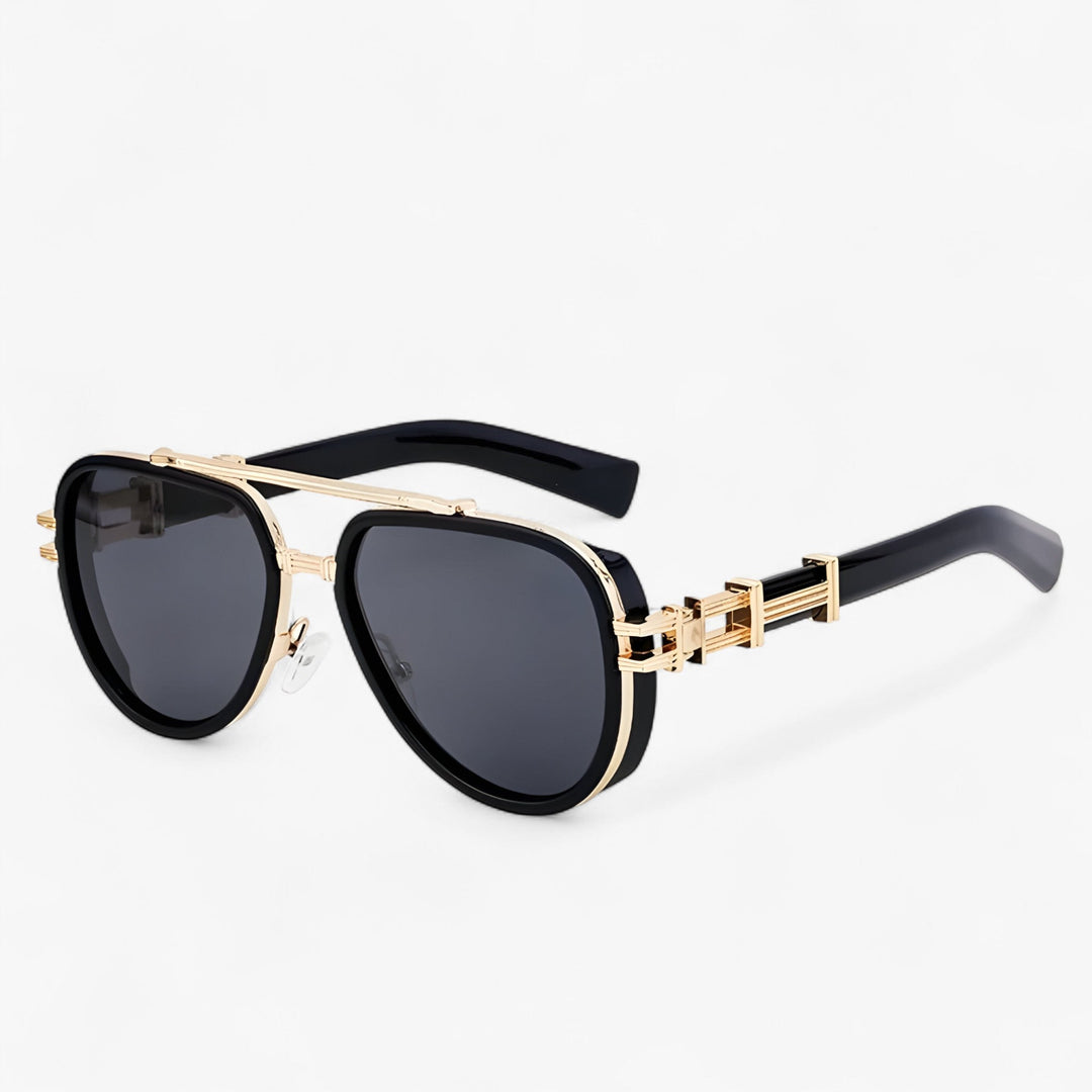 Przesadna okulary przeciwsłoneczne w stylu steampunk z polaryzowanymi soczewkami – Arclight-Czarny Złoty Szary-Trend Polska
