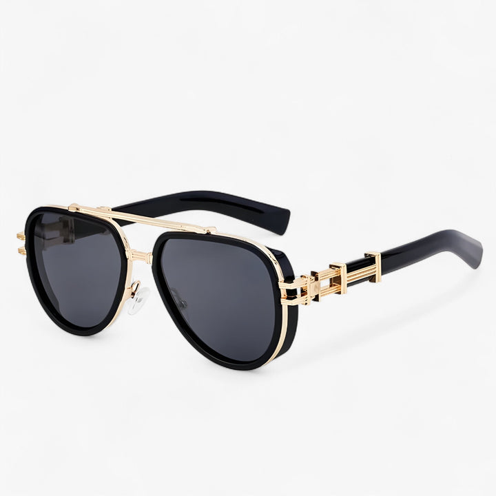 Przesadna okulary przeciwsłoneczne w stylu steampunk z polaryzowanymi soczewkami – Arclight-Czarny Złoty Szary-Trend Polska