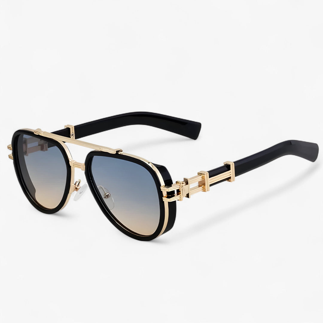 Przesadna okulary przeciwsłoneczne w stylu steampunk z polaryzowanymi soczewkami – Arclight-Czarny Złoty Żółty-Trend Polska