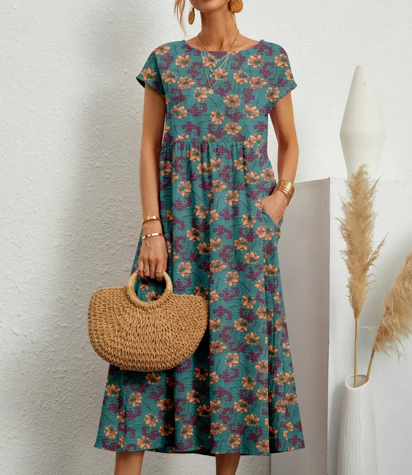 Przewiewna bawełniana sukienka – Isadora-Niebieski-S-Trend Polska