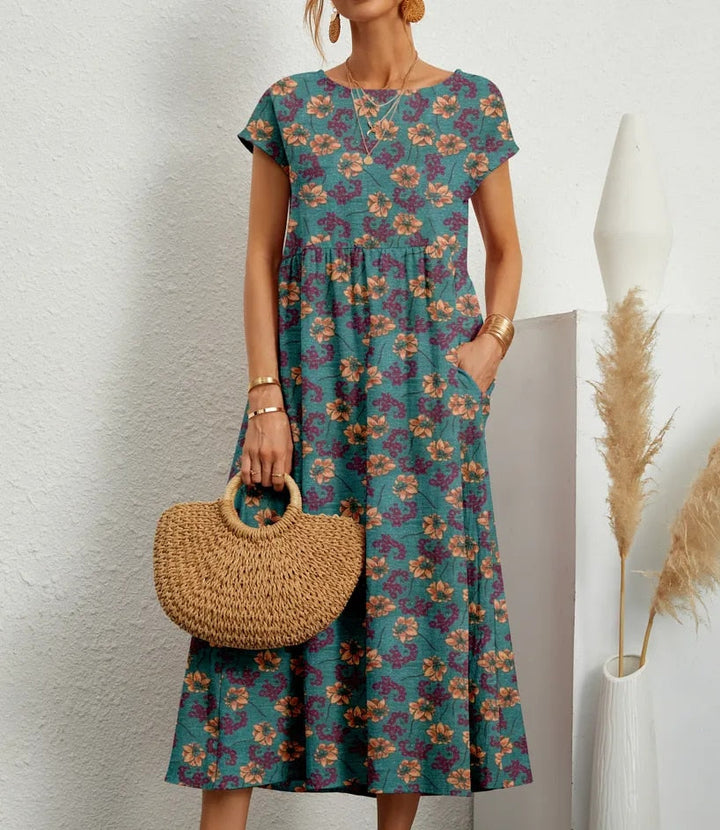 Przewiewna bawełniana sukienka – Isadora-Niebieski-S-Trend Polska