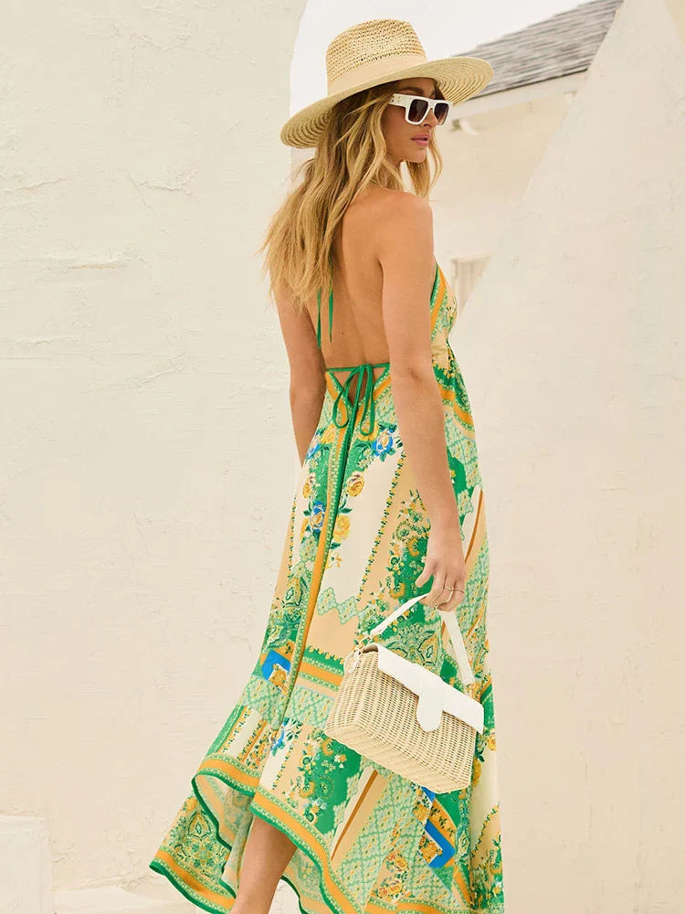 Przewiewna i stylowa sukienka boho maxi z dekoltem na szyi dla kobiet – Naya-Czerwony-S-Trend Polska