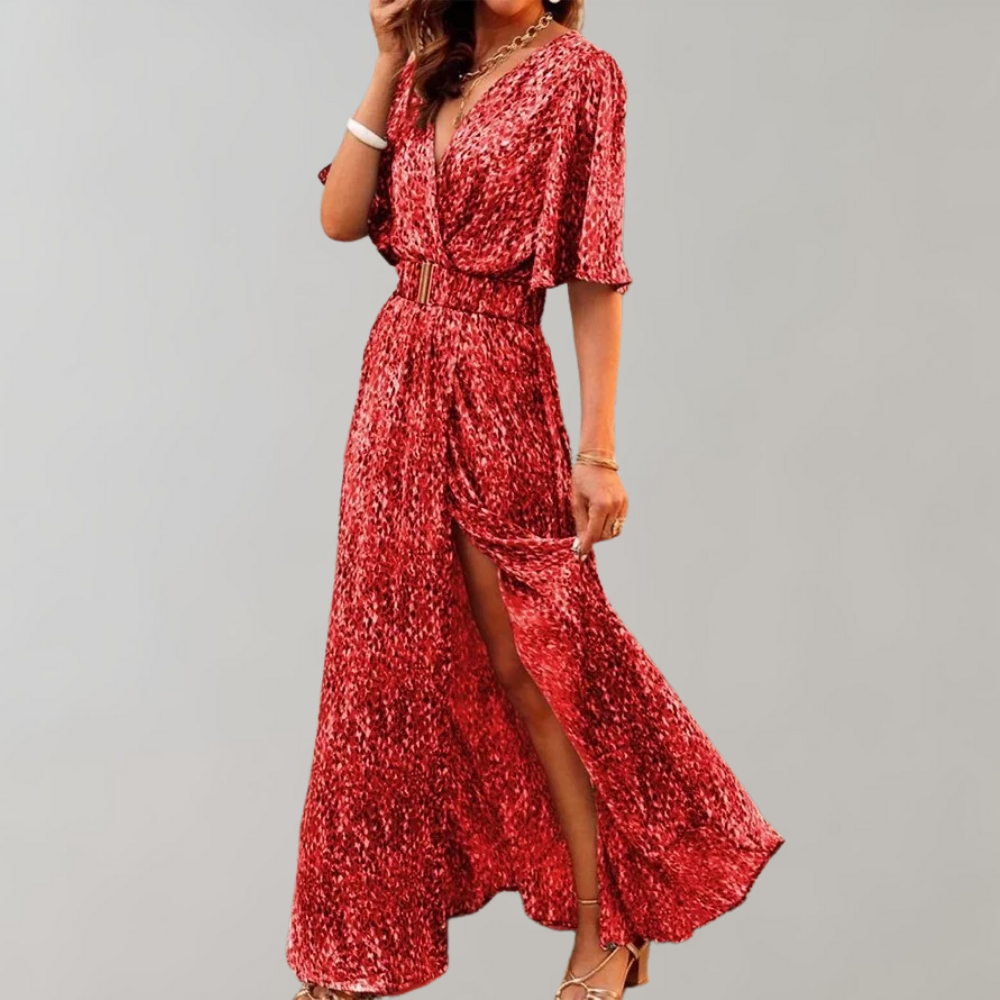 Przewiewna maxi sukienka letnia – Alina-Ciemnoczerwony-XS-Trend Polska