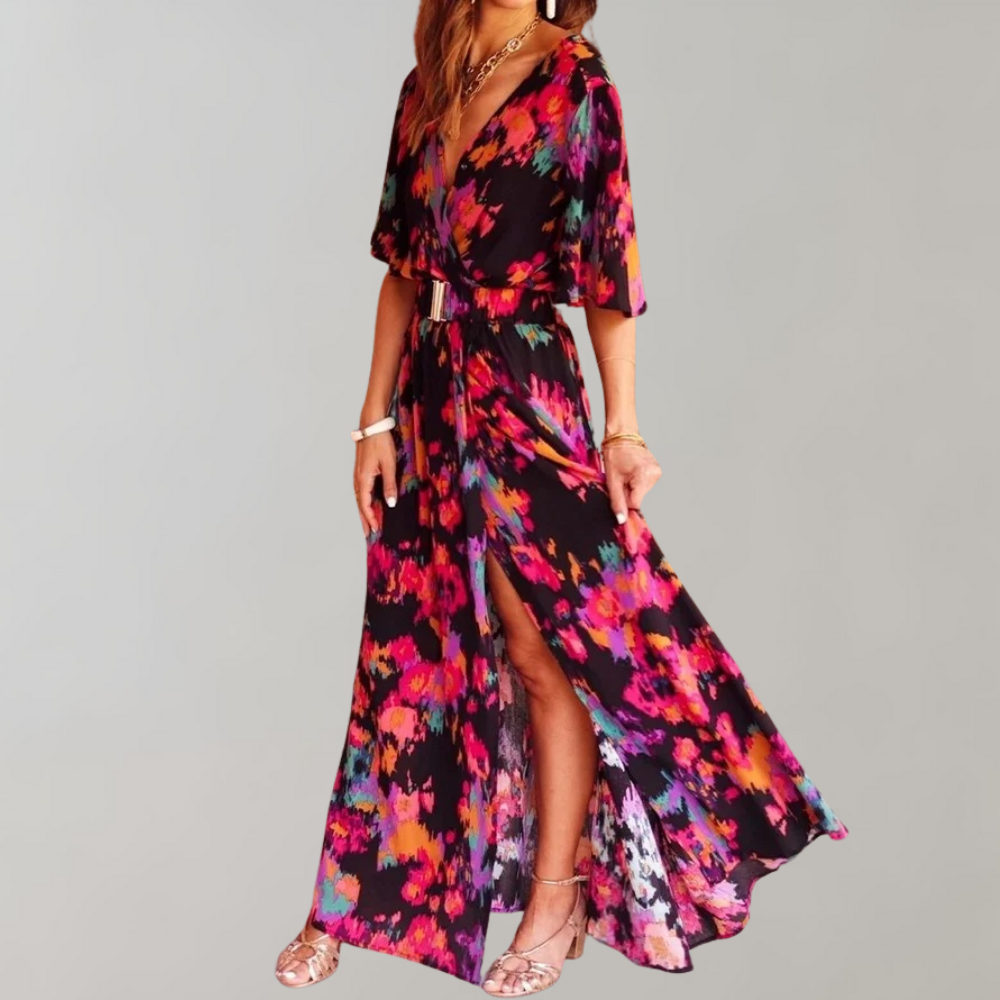 Przewiewna maxi sukienka letnia – Alina-Czarny-XS-Trend Polska