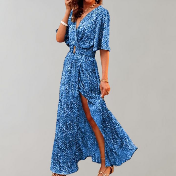 Przewiewna maxi sukienka letnia – Alina-Niebieski-XS-Trend Polska