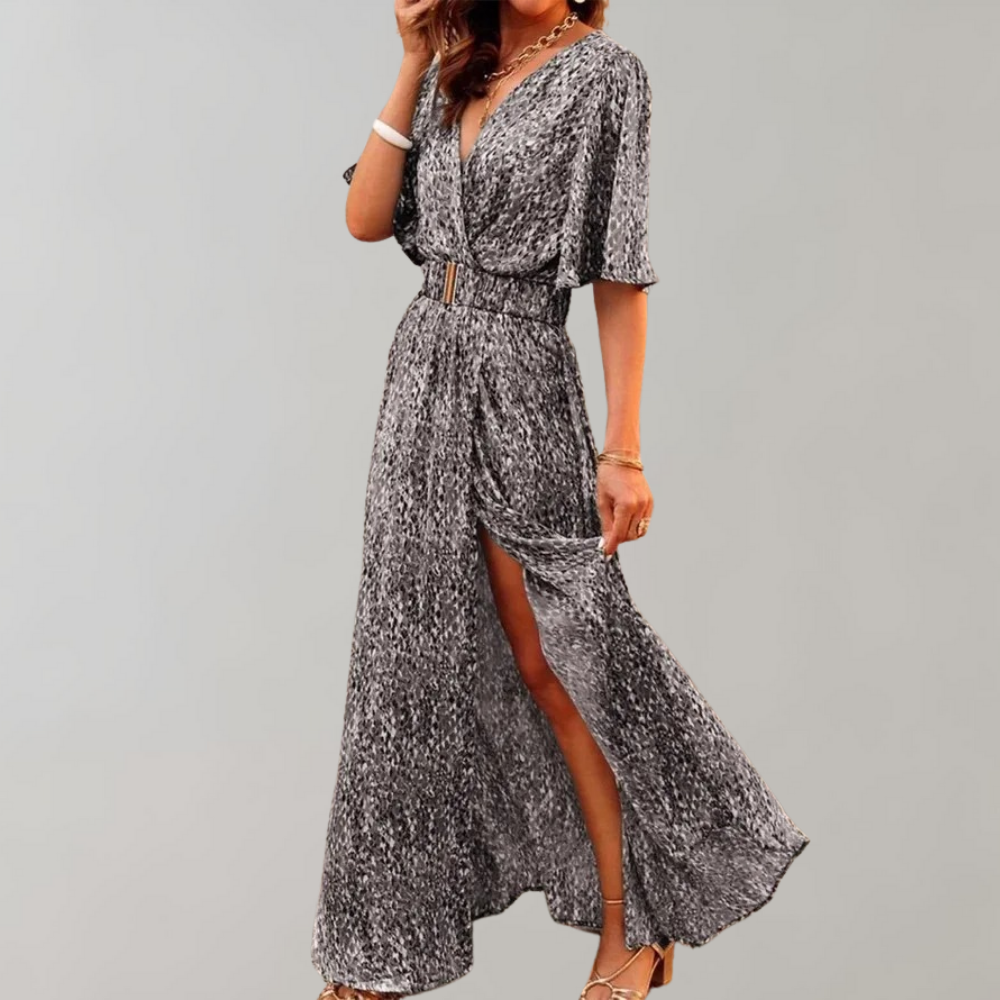 Przewiewna maxi sukienka letnia – Alina-Szary-XS-Trend Polska