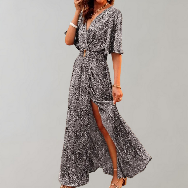 Przewiewna maxi sukienka letnia – Alina-Szary-XS-Trend Polska