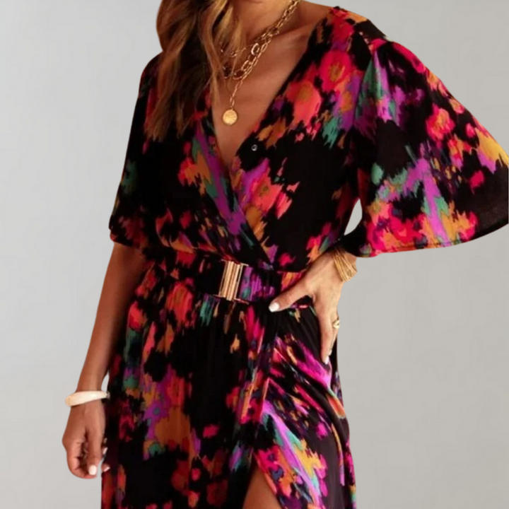 Przewiewna maxi sukienka letnia – Alina-Szary-XS-Trend Polska