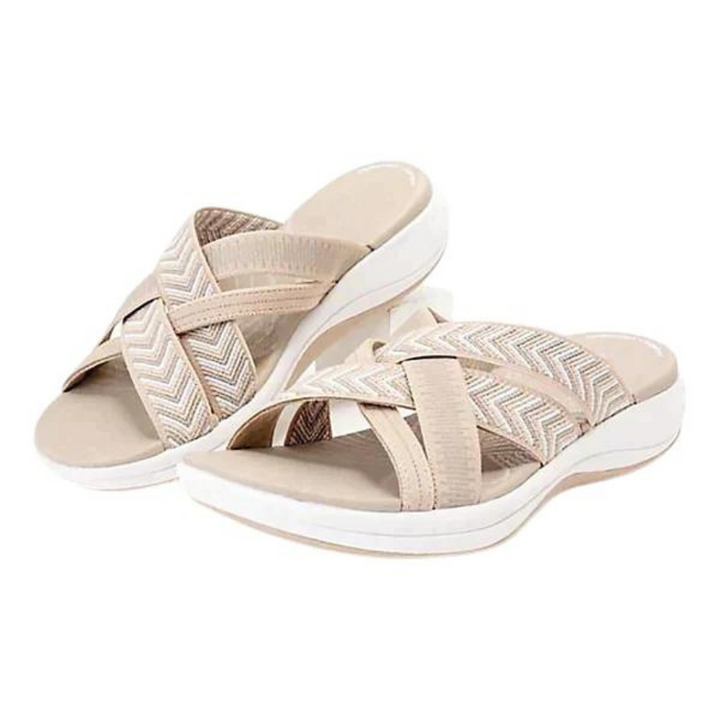 Przewiewne letnie buty z ortopedyczną wkładką i amortyzacją – Riva-Beżowy-35-Trend Polska