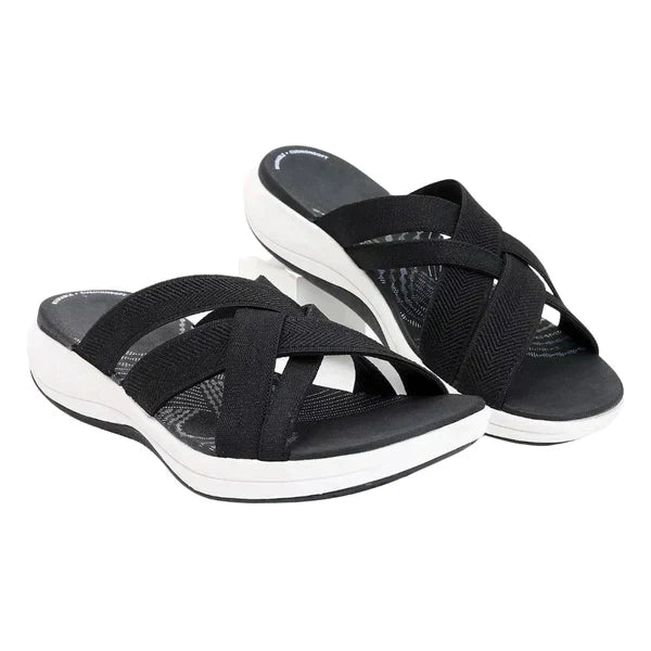 Przewiewne letnie buty z ortopedyczną wkładką i amortyzacją – Riva-Czarny-35-Trend Polska