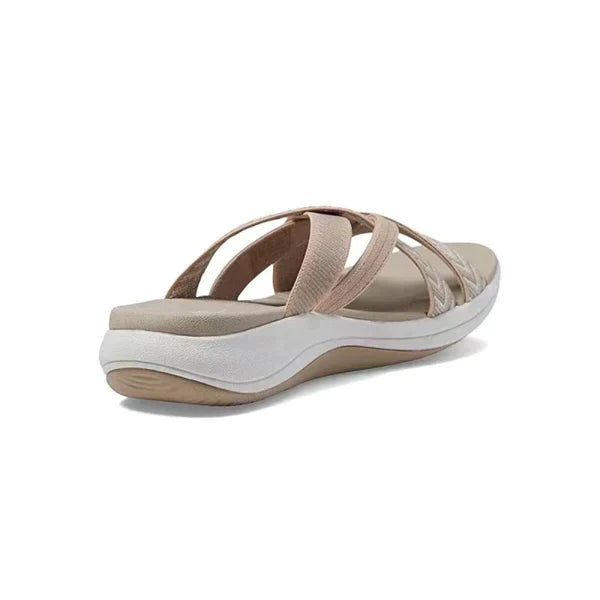 Przewiewne letnie buty z ortopedyczną wkładką i amortyzacją – Riva-Beżowy-35-Trend Polska