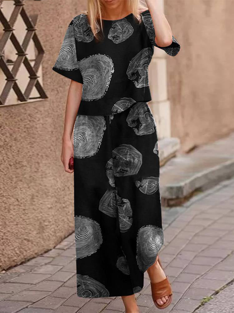 Przewiewny, dwuczęściowy letni zestaw z bawełny o korzystnym kroju – zestaw Boho Zephyra-Czarny-S-Trend Polska