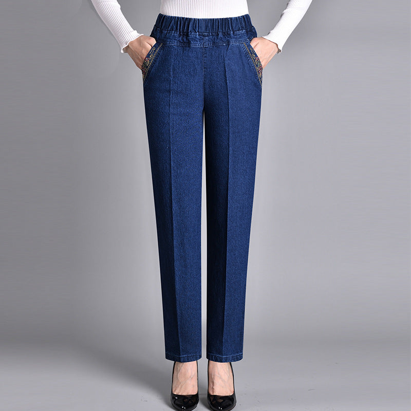 Push-up Jeans - Ella z ciepłym wnętrzem i idealnym dopasowaniem!-Ciemnoniebieski (bez podszewki)-XL-Trend Polska