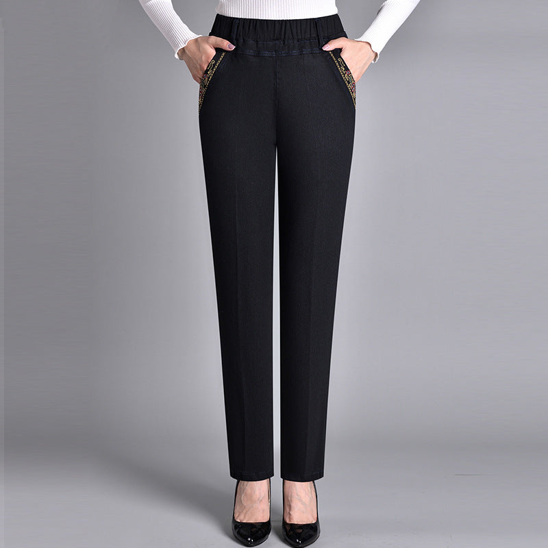 Push-up Jeans - Ella z ciepłym wnętrzem i idealnym dopasowaniem!-Czarny (bez podszewki)-XL-Trend Polska