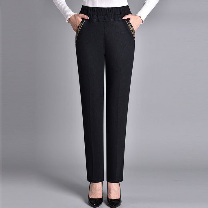 Push-up Jeans - Ella z ciepłym wnętrzem i idealnym dopasowaniem!-Czarny (bez podszewki)-XL-Trend Polska