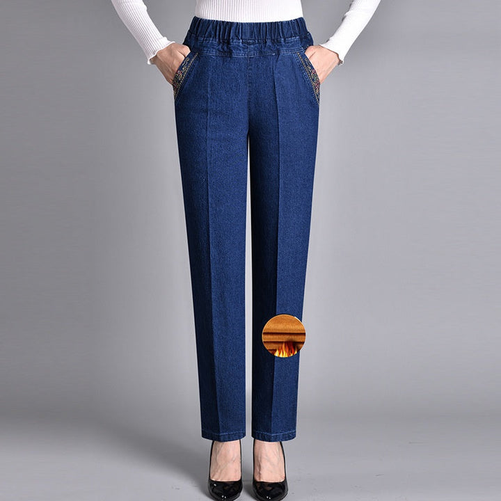 Push-up Jeans - Ella z ciepłym wnętrzem i idealnym dopasowaniem!-Granatowy (z podszewką)-XL-Trend Polska