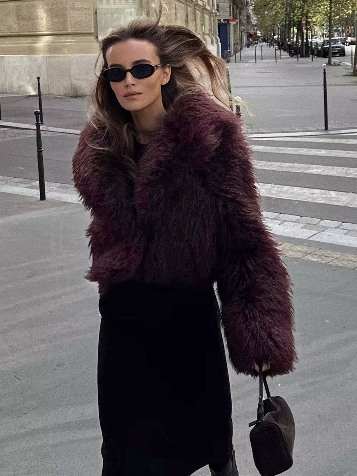 Puszysta imitacja futra krótka kurtka - Lina-XS-Trend Polska