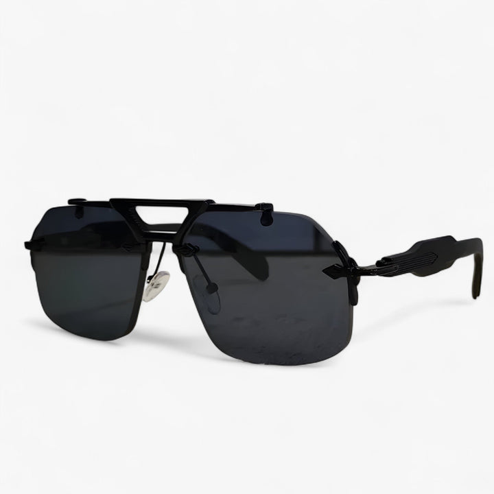 Randlose Oversized okulary przeciwsłoneczne z metalowymi akcentami – Vexor-Czarny Szary-Trend Polska