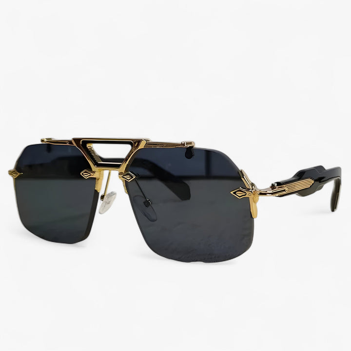 Randlose Oversized okulary przeciwsłoneczne z metalowymi akcentami – Vexor-Grau Gold-Trend Polska
