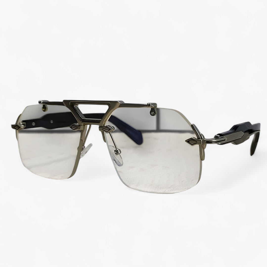 Randlose Oversized okulary przeciwsłoneczne z metalowymi akcentami – Vexor-Przezroczyste Srebro-Trend Polska