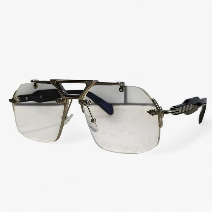 Randlose Oversized okulary przeciwsłoneczne z metalowymi akcentami – Vexor-Przezroczyste Srebro-Trend Polska