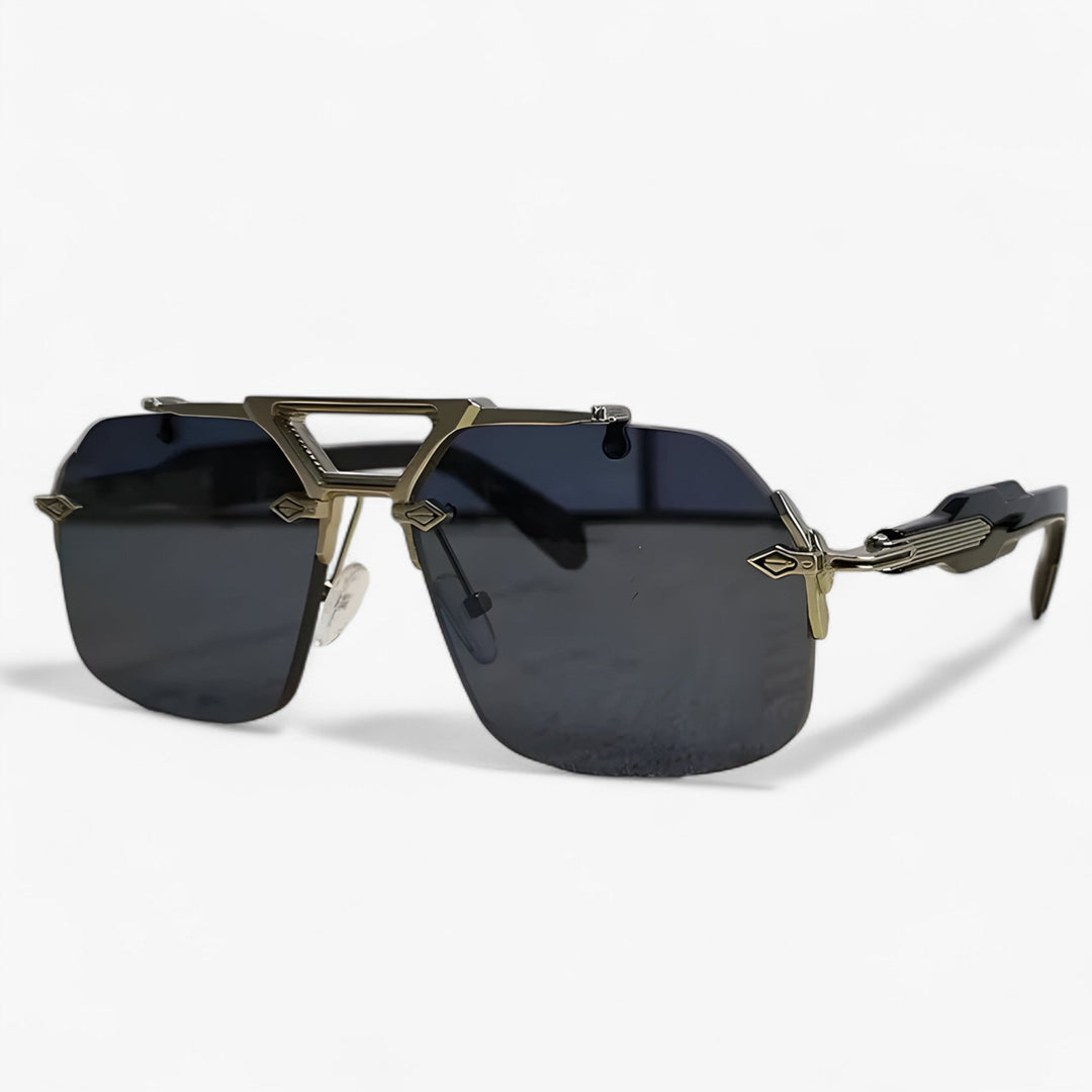 Randlose Oversized okulary przeciwsłoneczne z metalowymi akcentami – Vexor-Srebrnoszary-Trend Polska