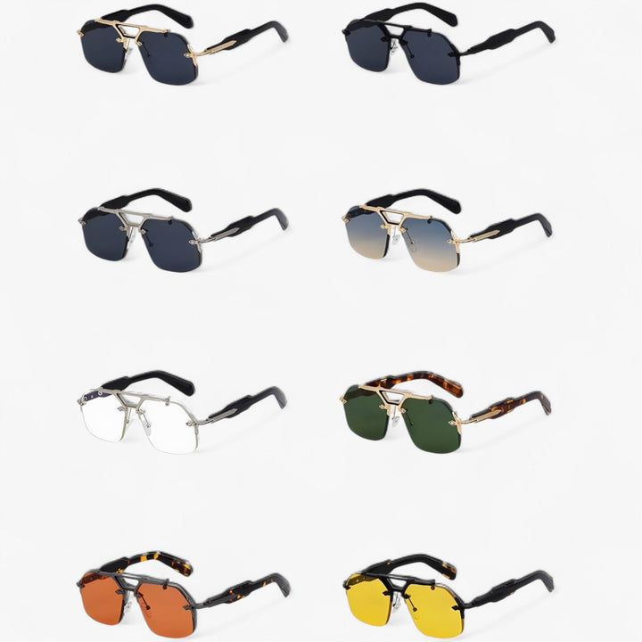 Randlose Oversized okulary przeciwsłoneczne z metalowymi akcentami – Vexor-Grau Gold-Trend Polska