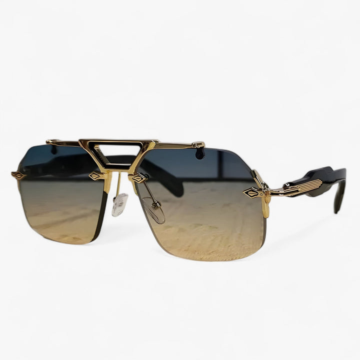 Randlose Oversized okulary przeciwsłoneczne z metalowymi akcentami – Vexor-Grau Gold-Trend Polska