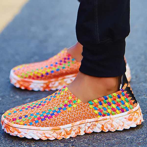 Recyklingowe damskie sneakersy komfortowe z pianką pamięciową – Eliana-Pomarańcza-35-Trend Polska