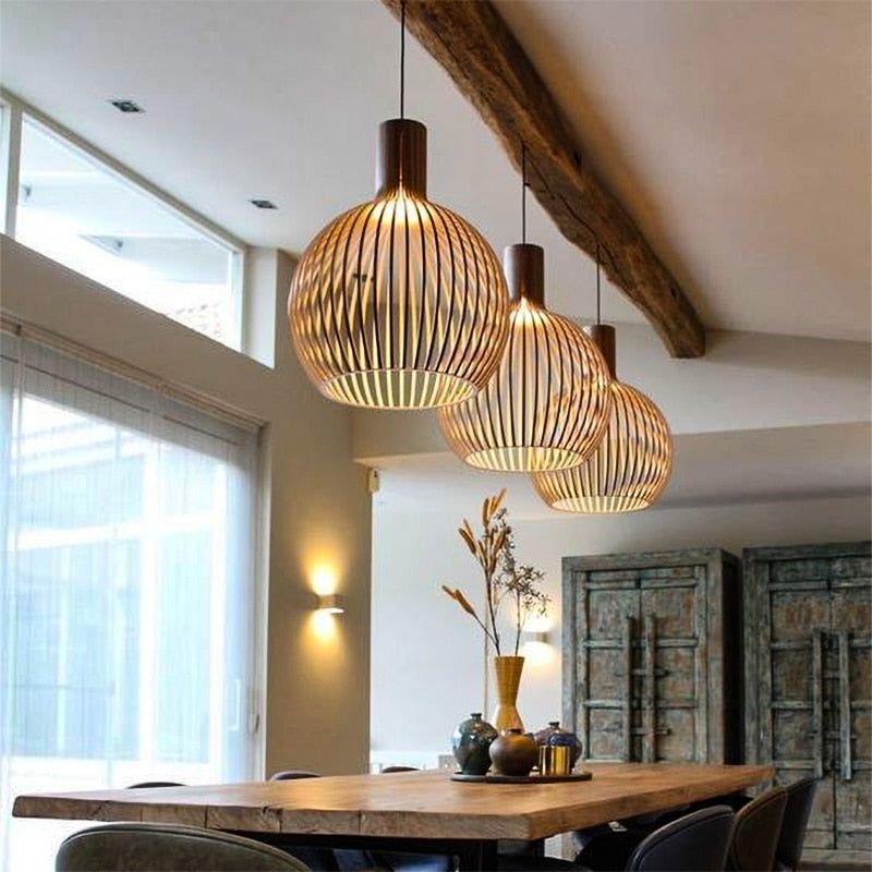 Ręcznie robiona drewniana lampa wisząca - RustikAura-Klasyczne drewno-23 cm-Trend Polska