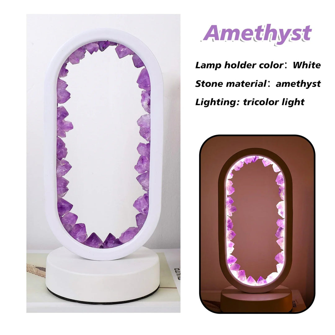 Ręcznie wykonana lampa ametystowa - Serenith-Ametyst Surowy Czarny-Trend Polska