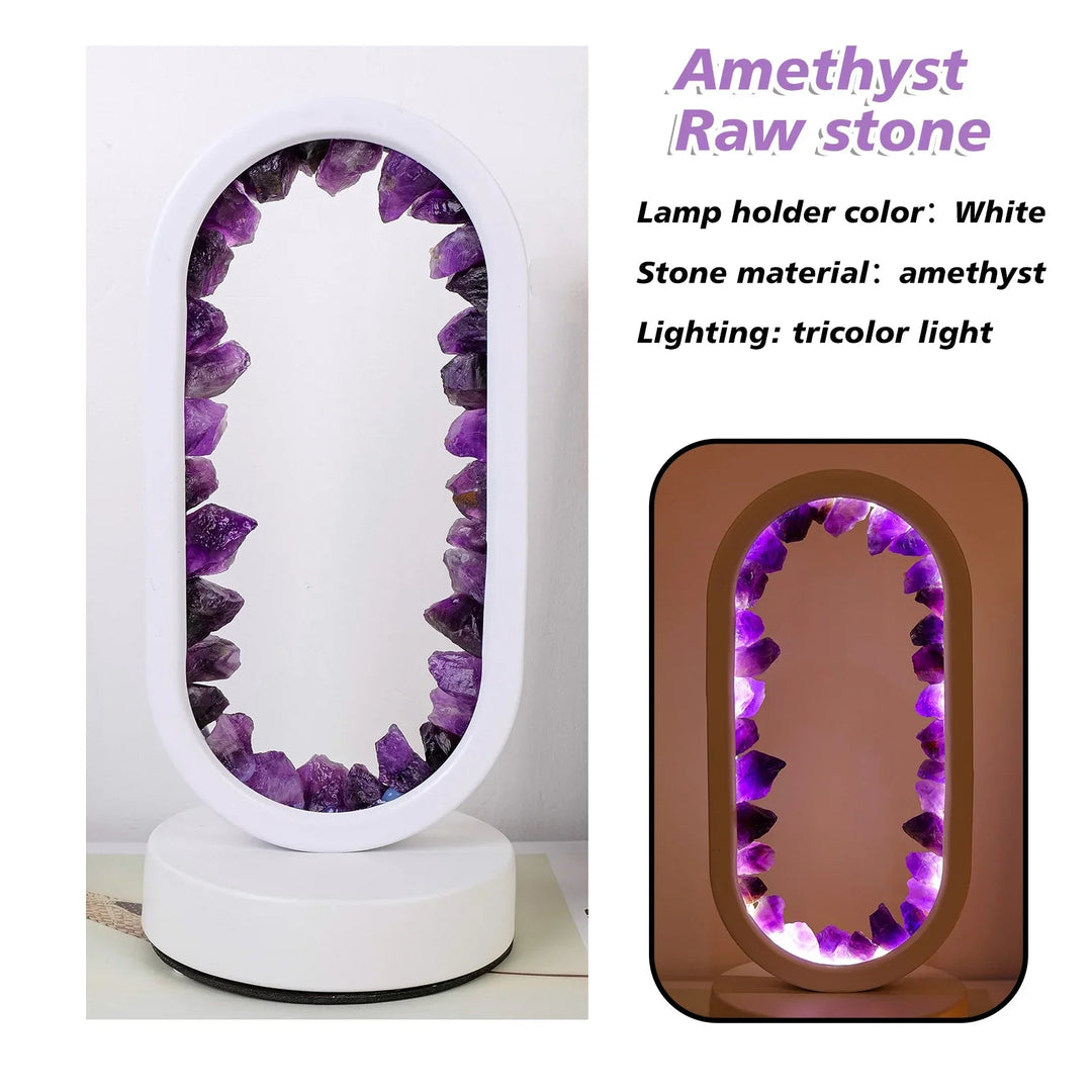 Ręcznie wykonana lampa ametystowa - Serenith-Ametyst Surowy Czarny-Trend Polska