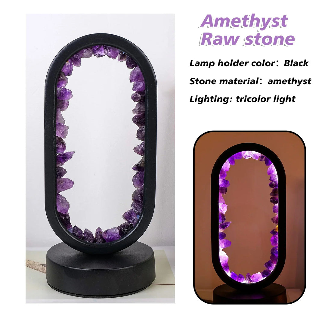 Ręcznie wykonana lampa ametystowa - Serenith-Ametyst Surowy Czarny-Trend Polska