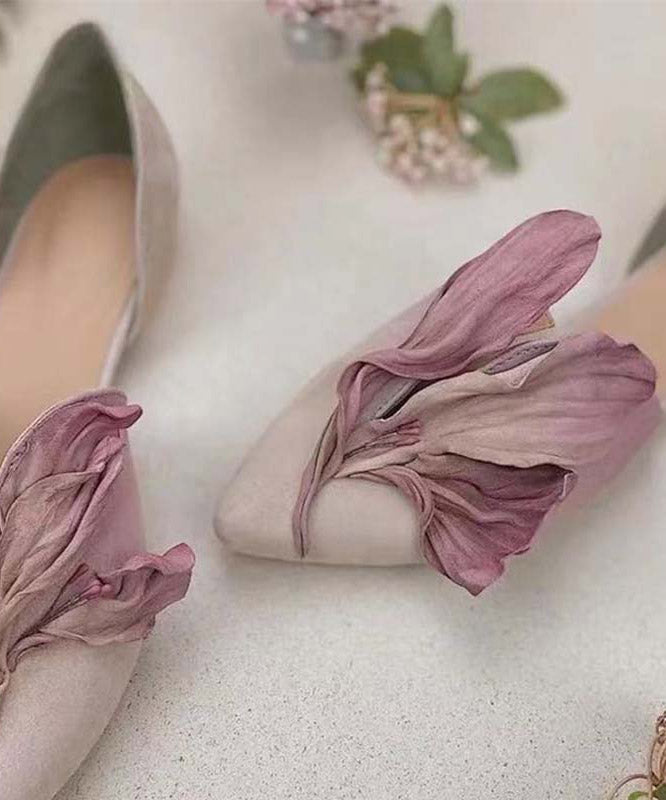 Ręcznie wykonane baleriny z koronką z różowymi kwiatami – Odette-Róża-35-Trend Polska