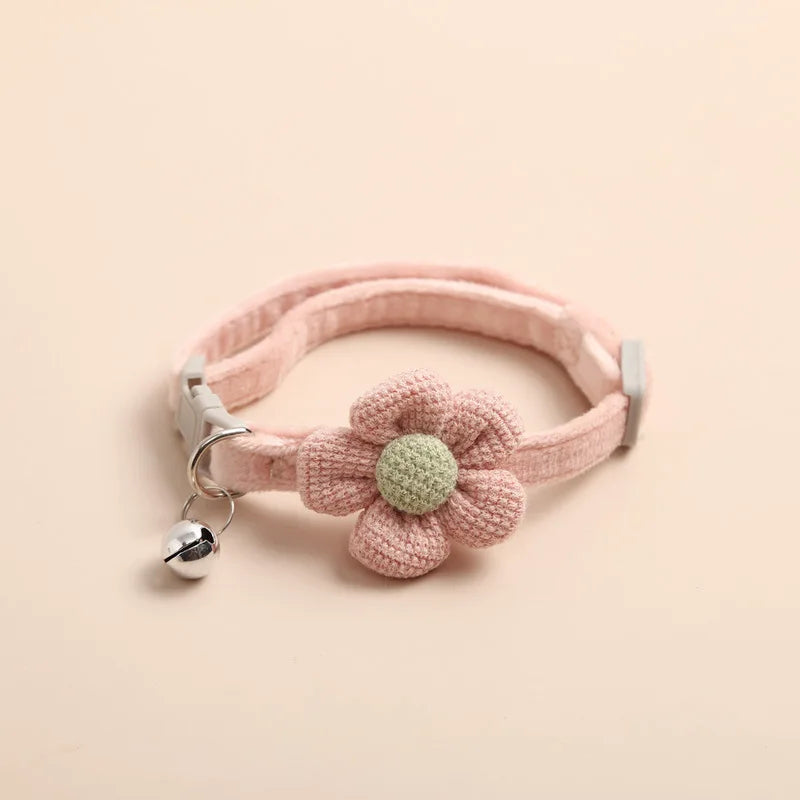 Regulowana obroża dla kota z kwiatem - FlowerCharm-Różowy-Trend Polska