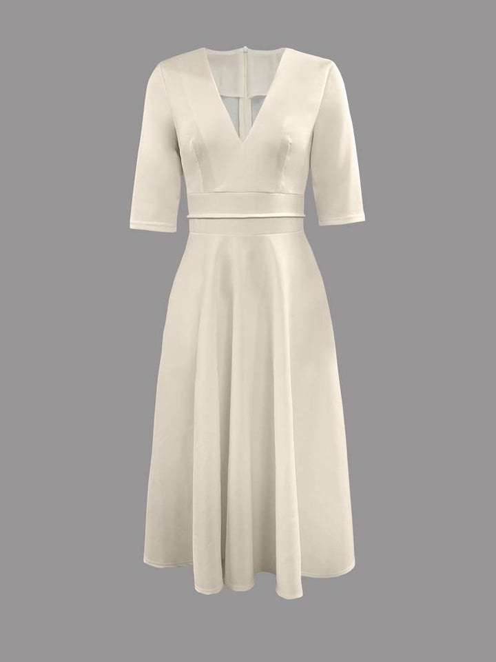 Retro biała sukienka A-linii Swing – Vivienne-S-Trend Polska