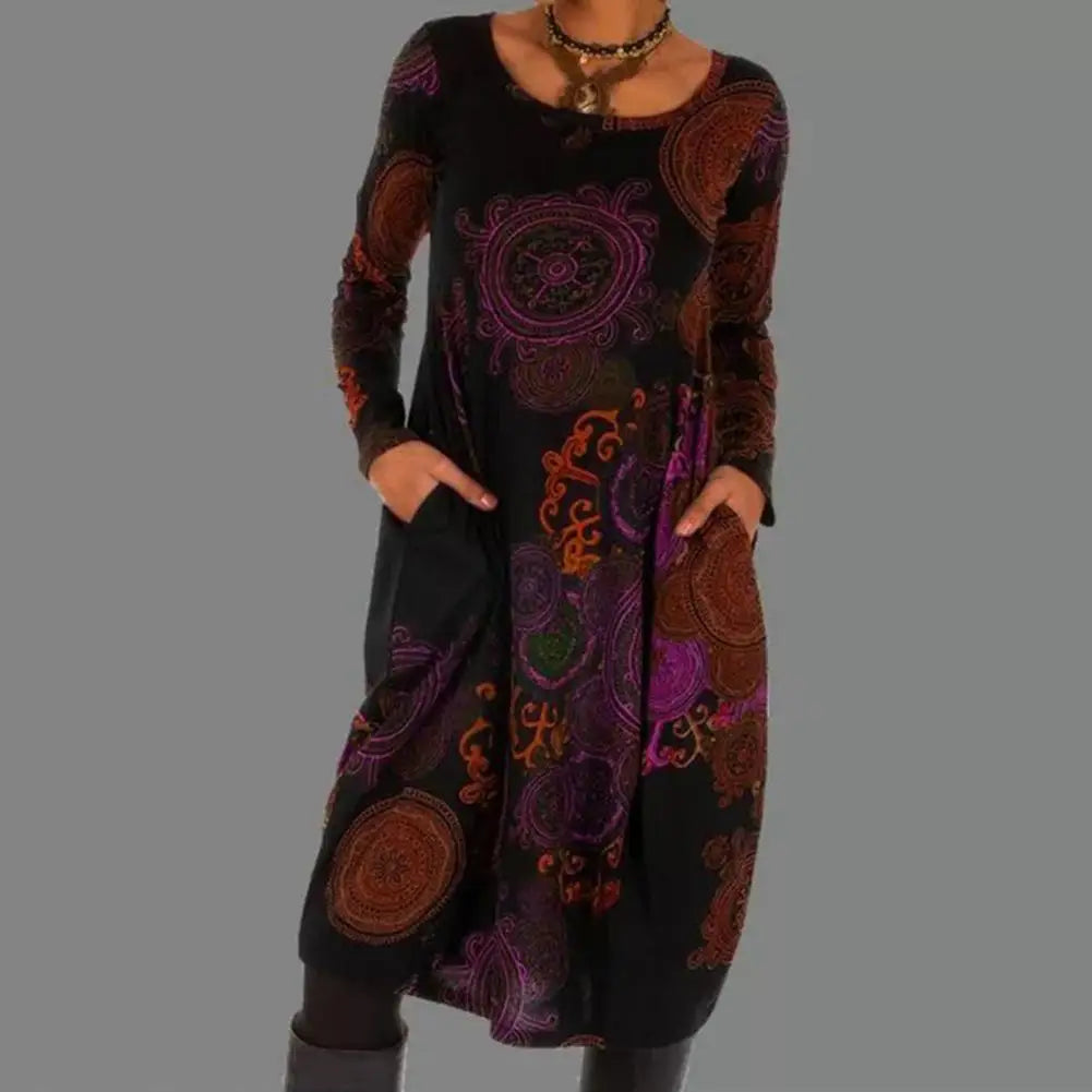 Retro Boho Sukienka - Elara-Czerwony-S-Trend Polska