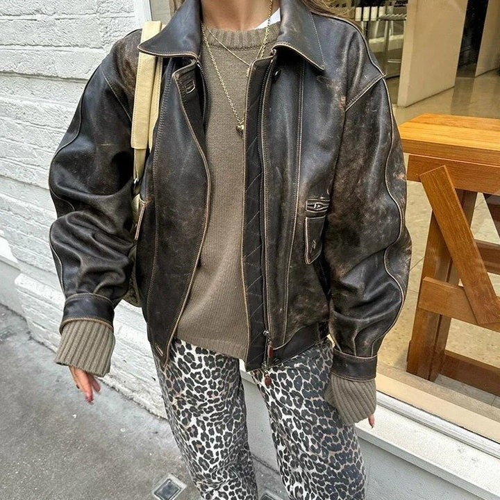 Retro-Jeans z nadrukiem w panterkę - Clara-Lampart-XS-Trend Polska
