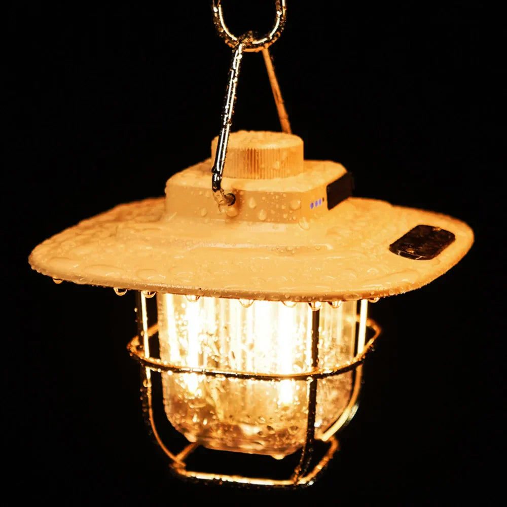 Retro Ładowana LED Lampa Namiotowa - NostalgiaGlow-Khaki-Trend Polska