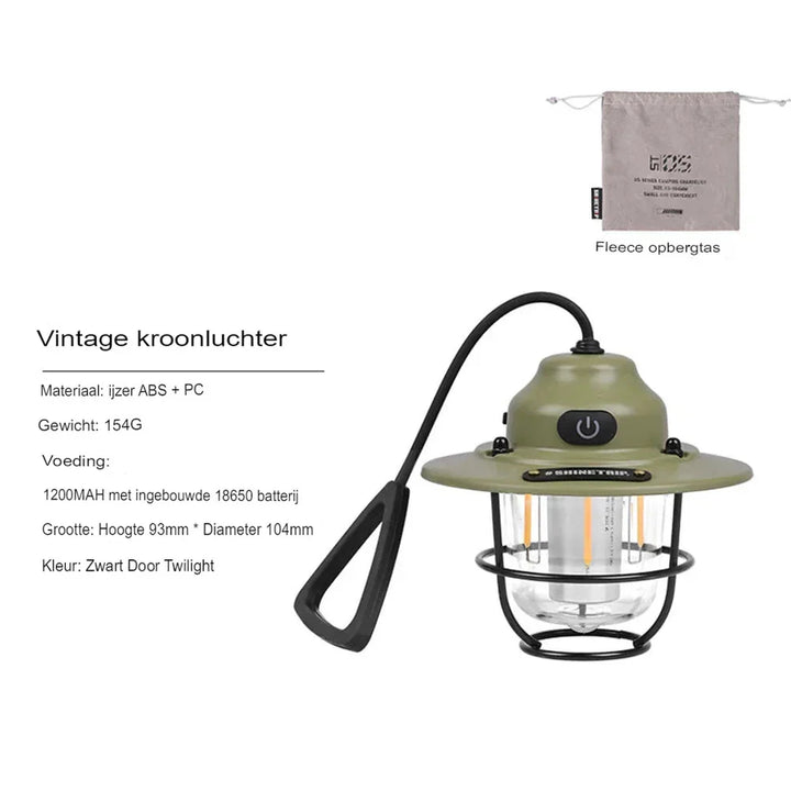 Retro Ładowana LED Lampa Namiotowa - NostalgiaGlow-Zielony-Trend Polska