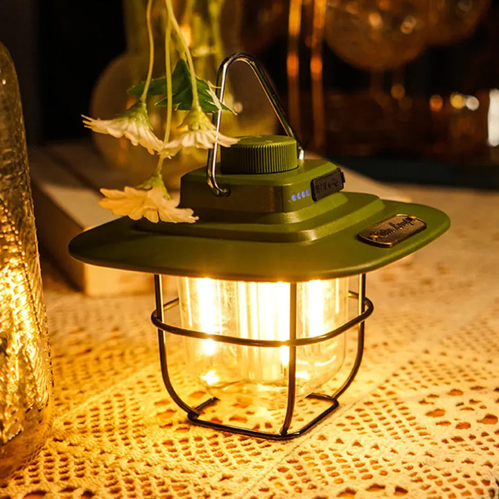 Retro Ładowana LED Lampa Namiotowa - NostalgiaGlow-Zielony wojskowy-Trend Polska