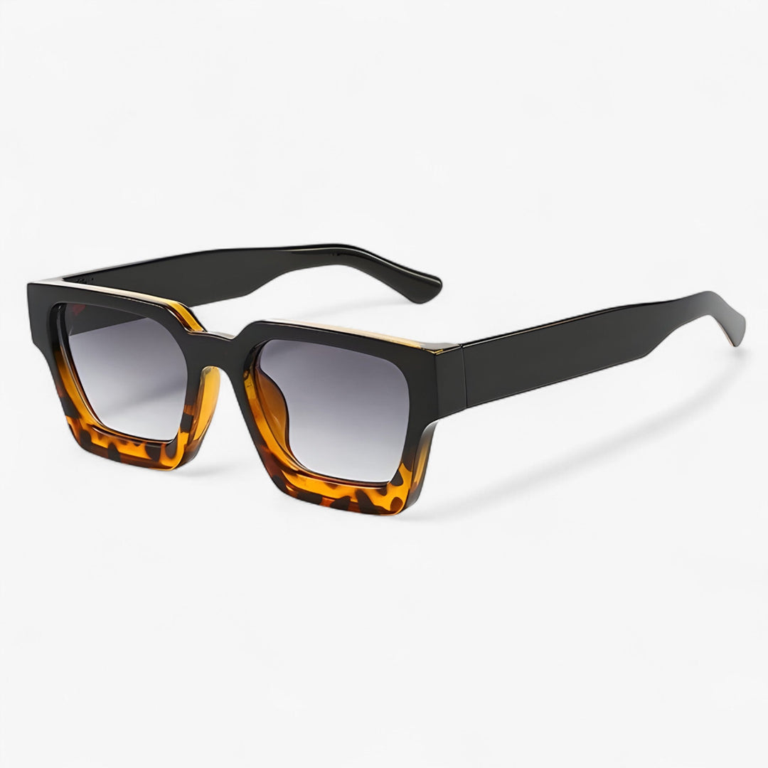 Retro okulary słoneczne dla mężczyzn z kanciastym designem – Calven-Czarny lew przeciwko szarości-Trend Polska