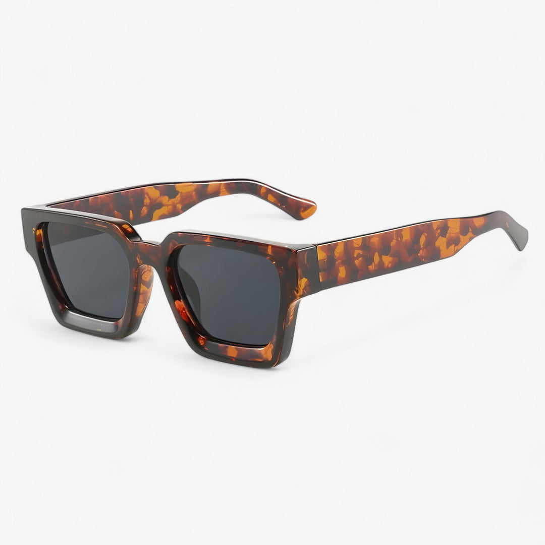 Retro okulary słoneczne dla mężczyzn z kanciastym designem – Calven-Leopard Szary-Trend Polska