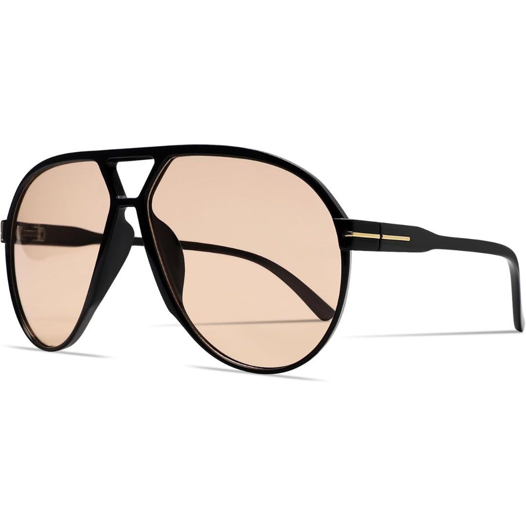 Retro Oversized Aviator Okulary przeciwsłoneczne - Amara-Czarny brzoskwinia-Trend Polska