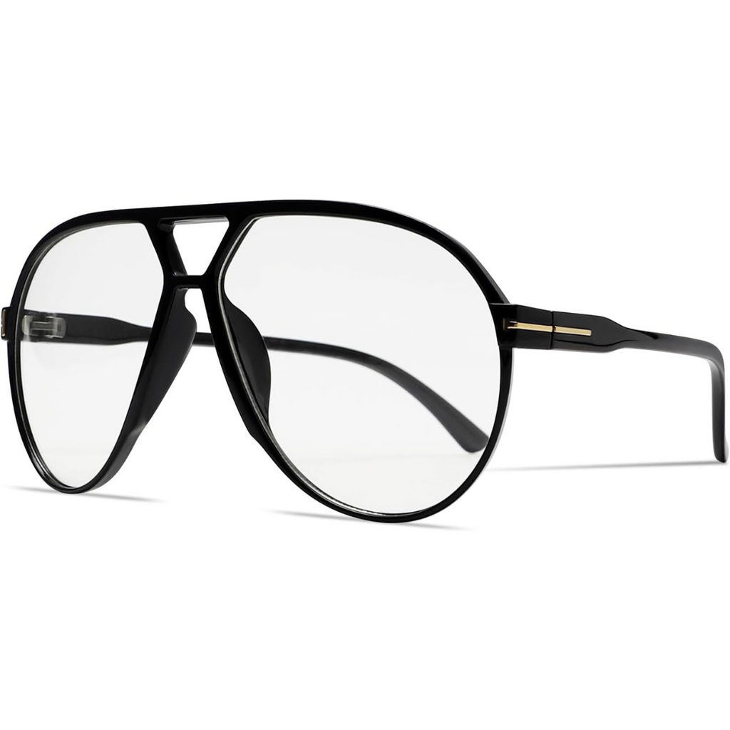 Retro Oversized Aviator Okulary przeciwsłoneczne - Amara-Czarny-przezroczysty-Trend Polska