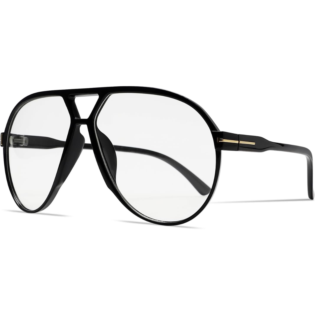 Retro Oversized Aviator Okulary przeciwsłoneczne - Amara-Czarny-przezroczysty-Trend Polska