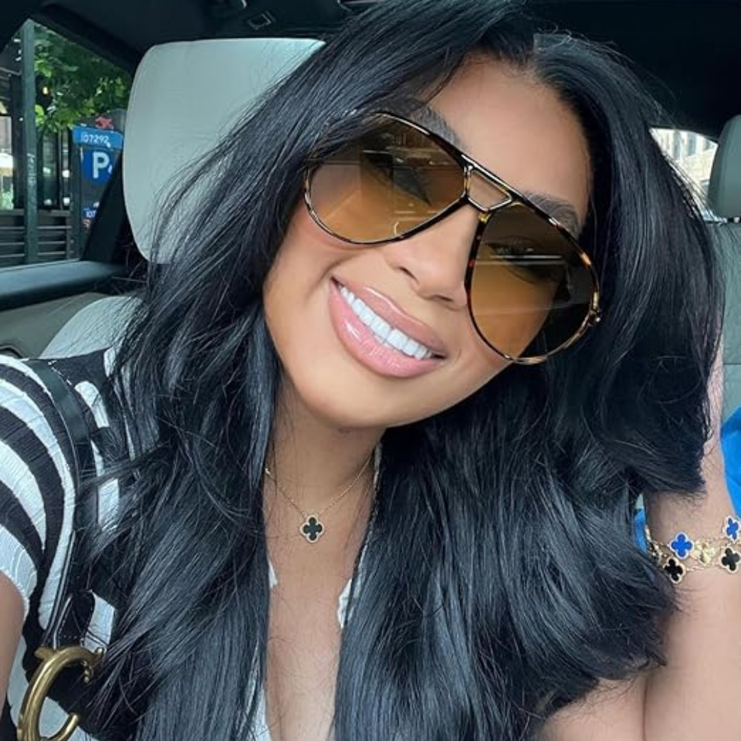 Retro Oversized Aviator Okulary przeciwsłoneczne - Amara-Czarny-przezroczysty-Trend Polska