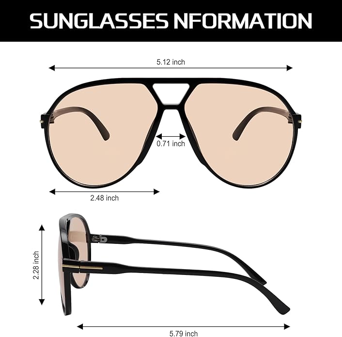 Retro Oversized Aviator Okulary przeciwsłoneczne - Amara-Czarny-przezroczysty-Trend Polska
