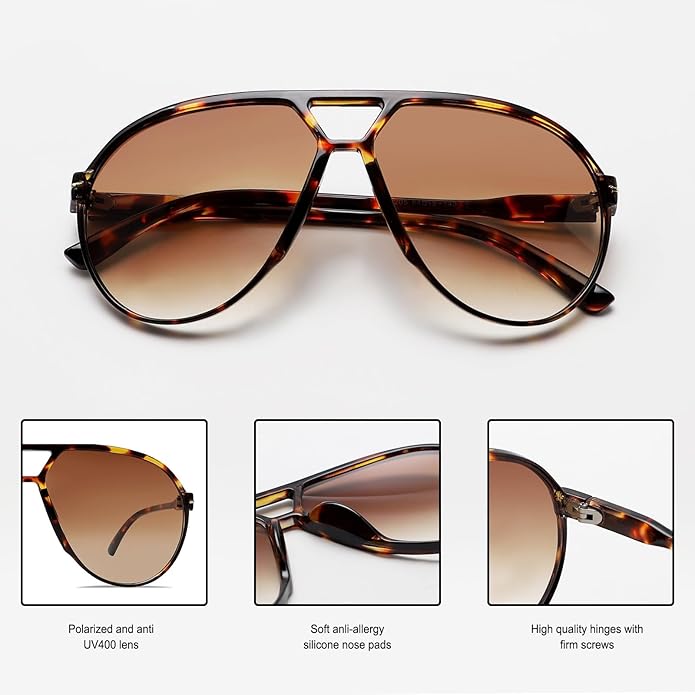Retro Oversized Aviator Okulary przeciwsłoneczne - Amara-Czarny-przezroczysty-Trend Polska